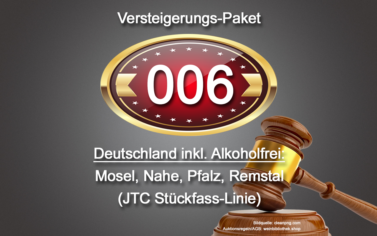 0006 AUKTION Deutschland-Paket: Alkoholfrei, Mosel, Nahe, Zellertal, Mittelhaardt, Remstal, JTC Stückfass