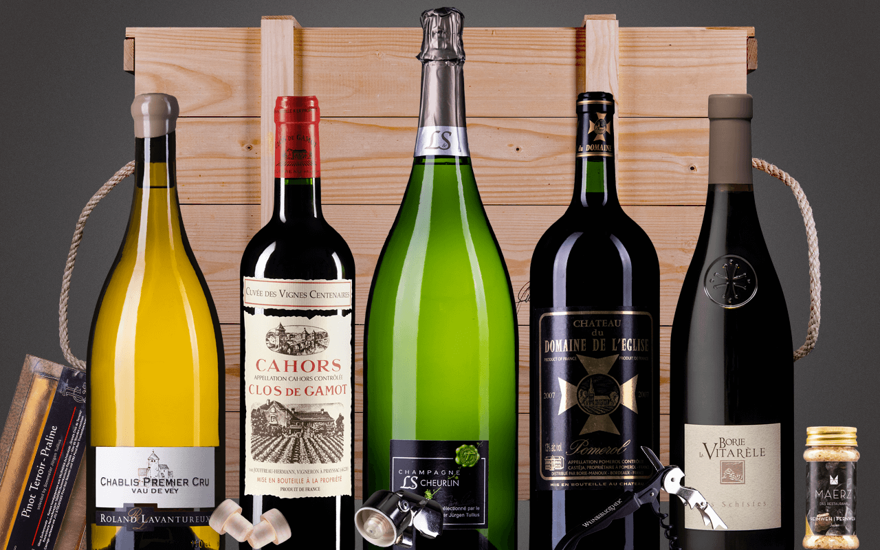 JTC 5er Magnumkiste "Frankreichreise mit JTC Champagner Doppelmagnum" (Abholpreis Vinothek) JTC 5er Magnumkiste "Frankreichreise mit JTC Champagner Doppelmagnum" (Abholpreis Vinothek)