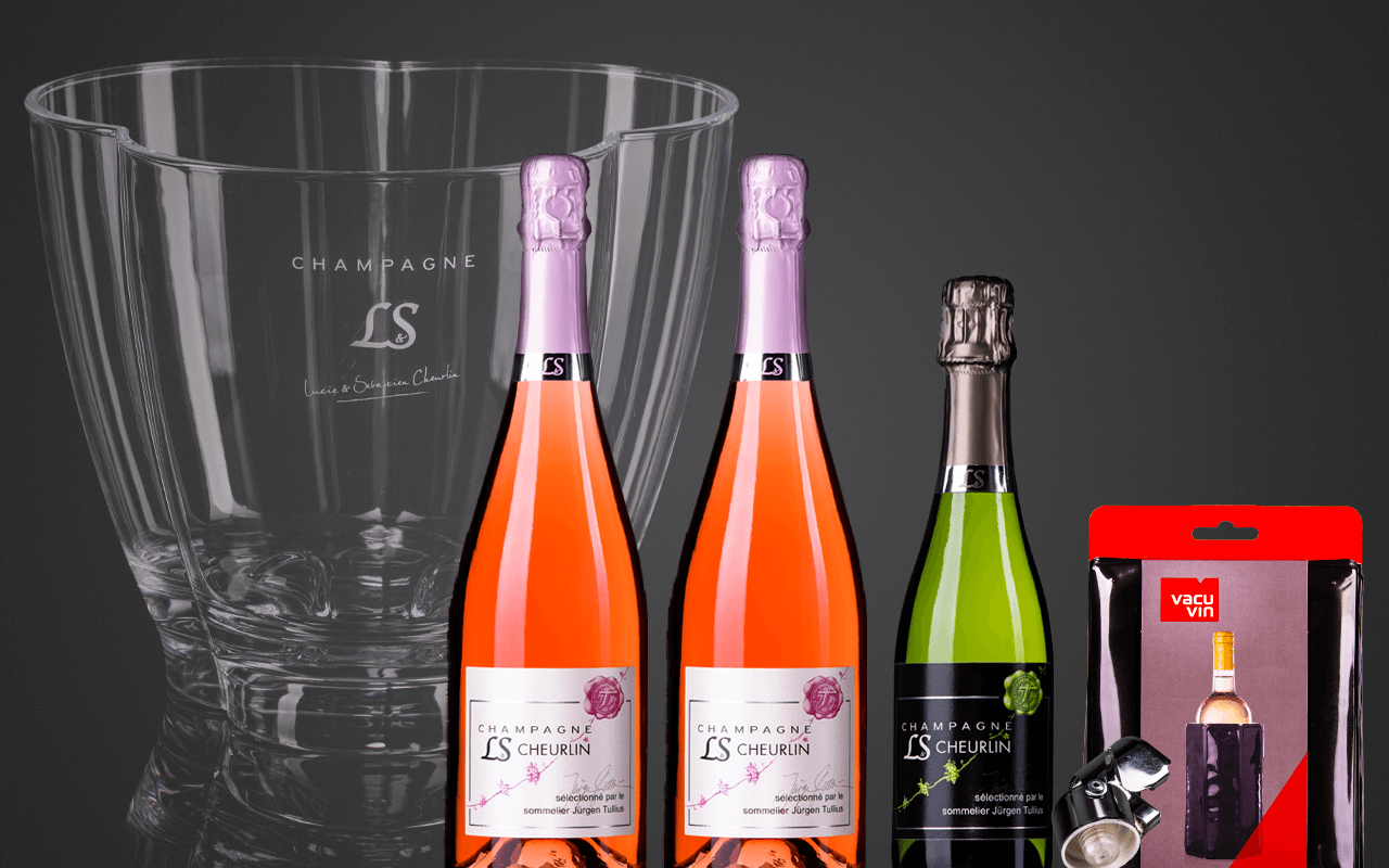 JTC Dreier-Kühler "2x Rosé Champagner, 1x Brut 0375ml mit Accessoires" Acrylglas (Abholpreis) JTC Dreier-Kühler "2x Rosé Champagner, 1x Brut 0375ml mit Accessoires" Acrylglas (Abholpreis)