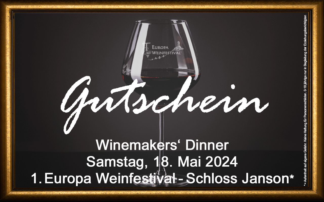 Weinfestival Winemakers' Dinner 18.05.2024 (Sa.) Messe-Gutschein Schloss Janson