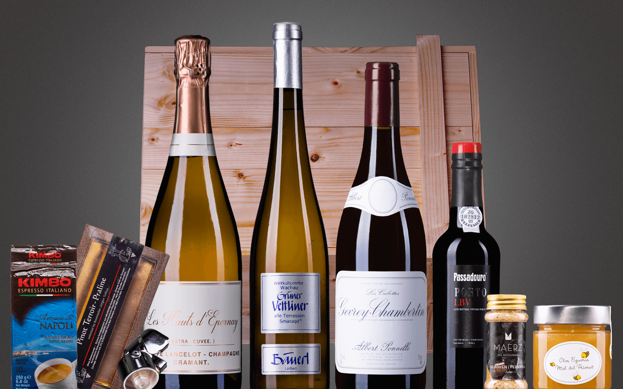 Holzkiste 6er "Best of Weinbibliothek für Enthusiasten" Präsent mit Schiebedeckel (Abholpreis Vinothek) Holzkiste 6er "Best of Weinbibliothek für Enthusiasten" Präsent mit Schiebedeckel (Abholpreis Vinothek)