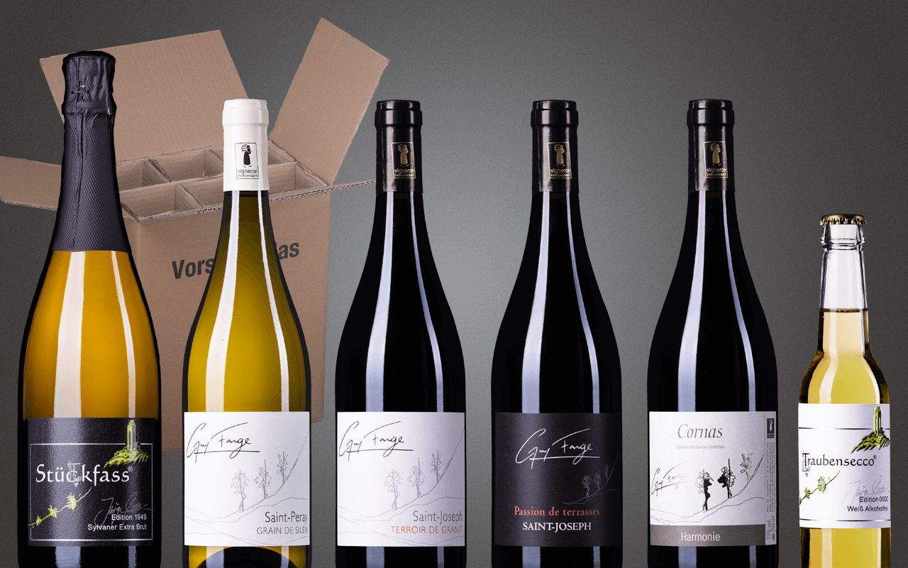 Probierbox 6er "Nordrhône mit Syrah aus 115-jährigen Reben" (Abholpreis) Probierbox 6er "Nordrhône mit Syrah aus 115-jährigen Reben" (Abholpreis)