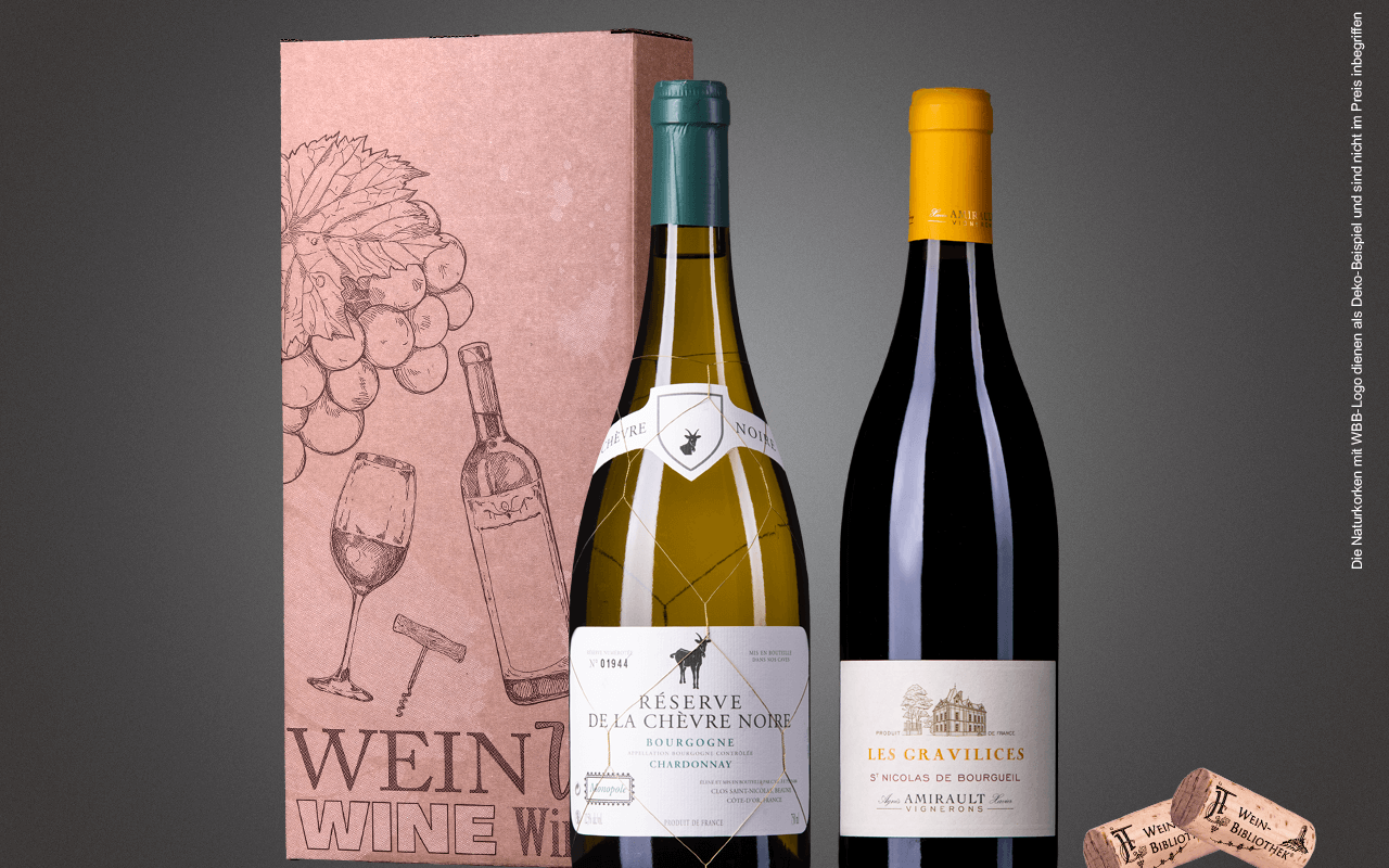 JTC 2er Karton "Burgund vs. Loire - Wettstreit zweier Klassiker" als Präsent verpackt (Abholpreis) JTC 2er Karton "Burgund vs. Loire - Wettstreit zweier Klassiker" als Präsent verpackt (Abholpreis)