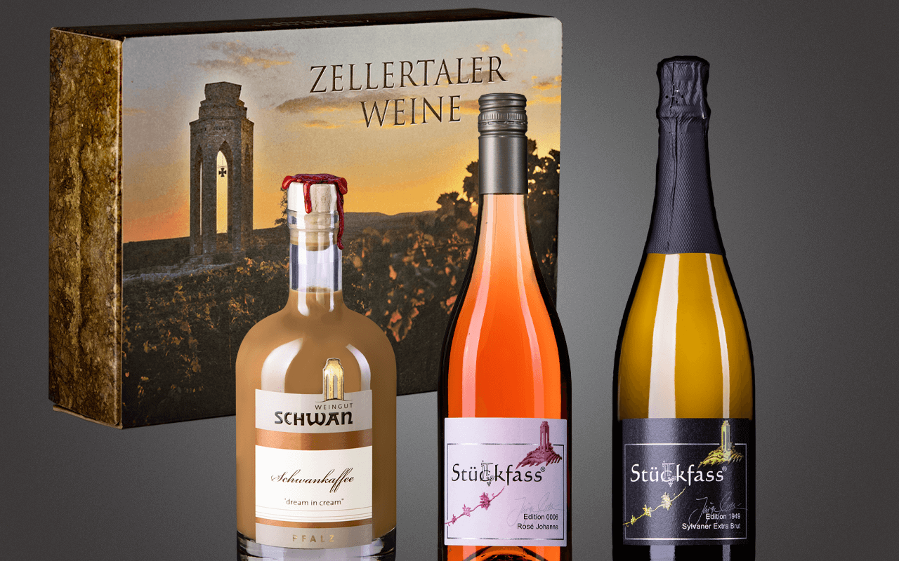 JTC Zellertal-Genießerbox "Schwankaffee, Rosé und Sylvaner Sekt Extra Brut" Präsent zum Abholpreis JTC Zellertal-Genießerbox "Schwankaffee, Rosé und Sylvaner Sekt Extra Brut" Präsent zum Abholpreis