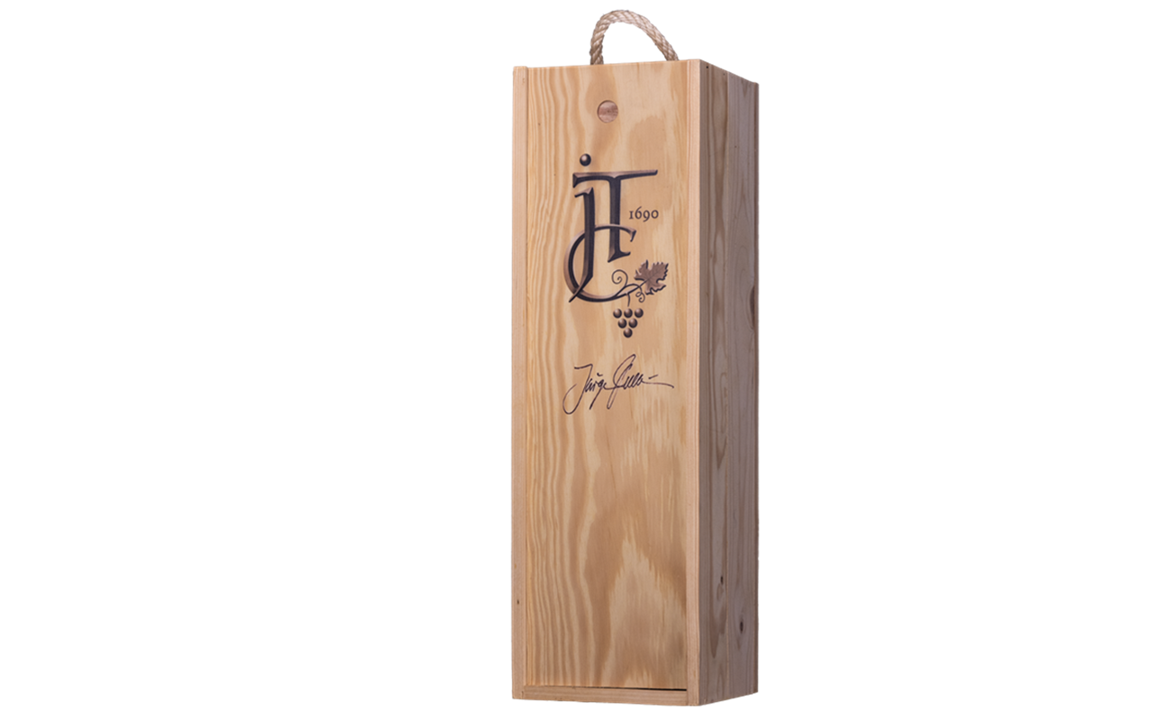 JTC 1er Magnum-Holzkiste "Rioja Crianza Rotwein mit Honig" als Präsent verpackt (Abholpreis Vinothek)