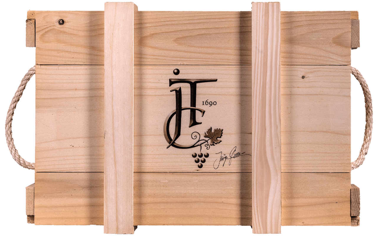 JTC unbefüllte 3er Holzkiste - inklusive Holzwolle und Deckel mit Sommelier-Logo