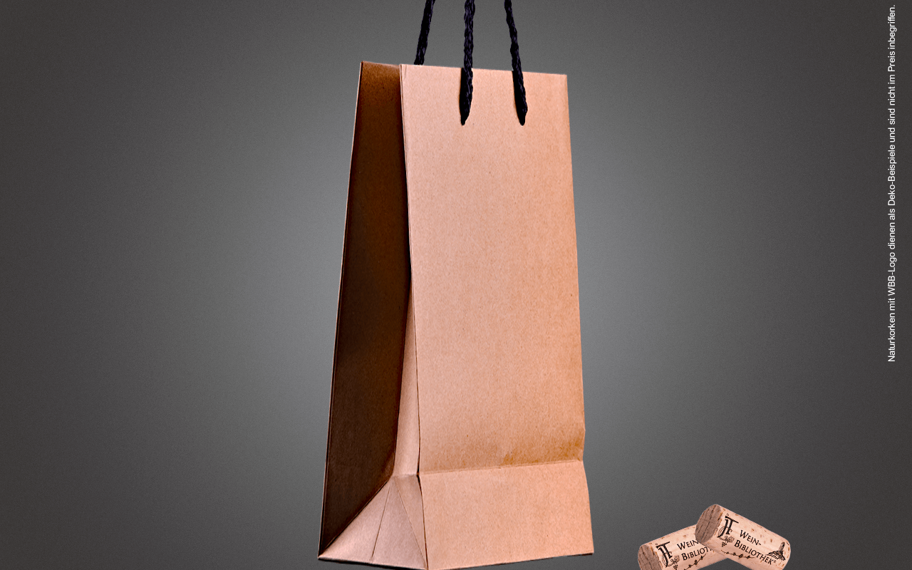 JTC 2er Präsenttasche solo - aus stabilem Naturkraftpapier mit schwarzen Seilgriffen JTC 2er Präsenttasche solo - aus stabilem Naturkraftpapier mit schwarzen Seilgriffen